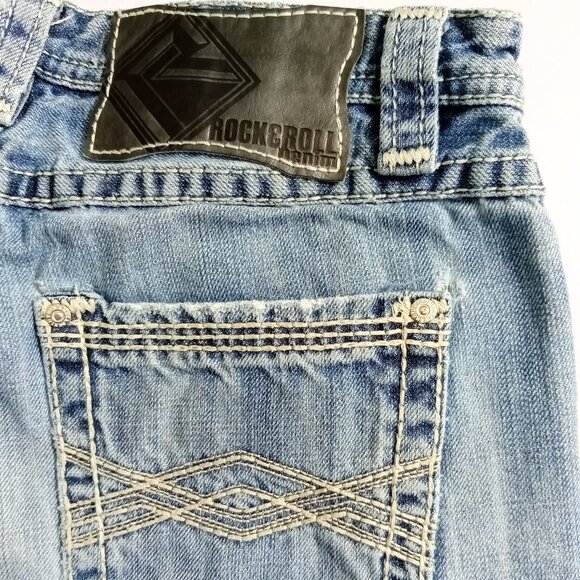 ROCK & ROLL Cowboy Jeans Mens Tuf Cooper Competition Distressed Whiskers 30x36 - Picture 11 of 16